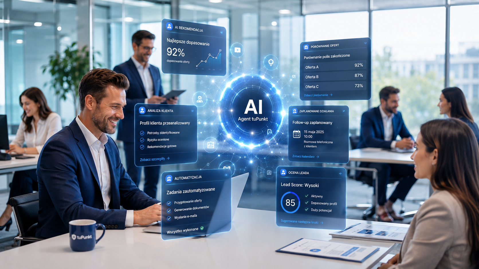 Agent tuPunkt AI wspierający multiagentów z rekomendacjami, analizą klienta, lead scoringiem, automatyzacją i porównaniem ofert